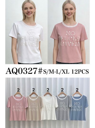 T-shirt con testo ricamato e paillettes 2