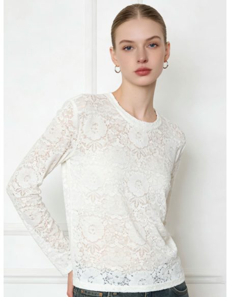 Maglietta in pizzo floreale