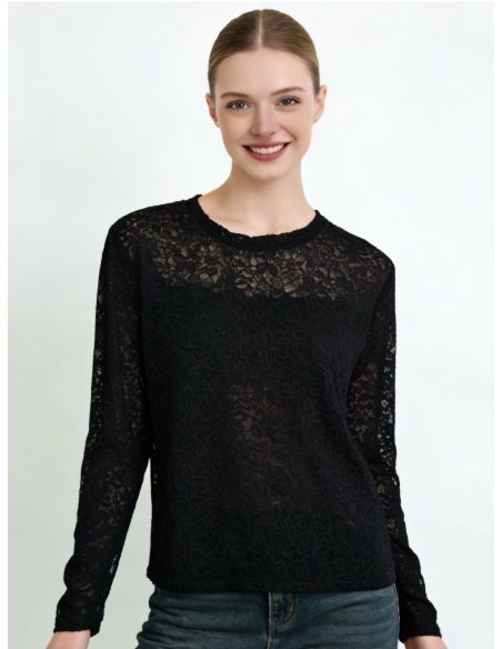 Maglietta in pizzo floreale