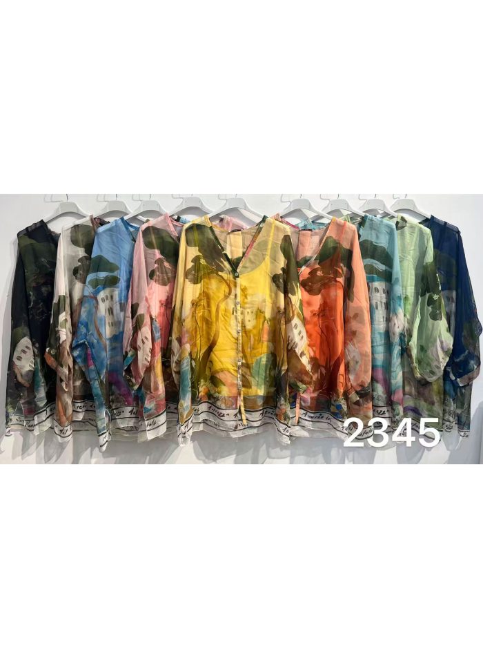 Blusa gasa estampado artístico con top a juego