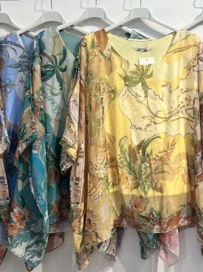 Blusa poncho gasa estampada