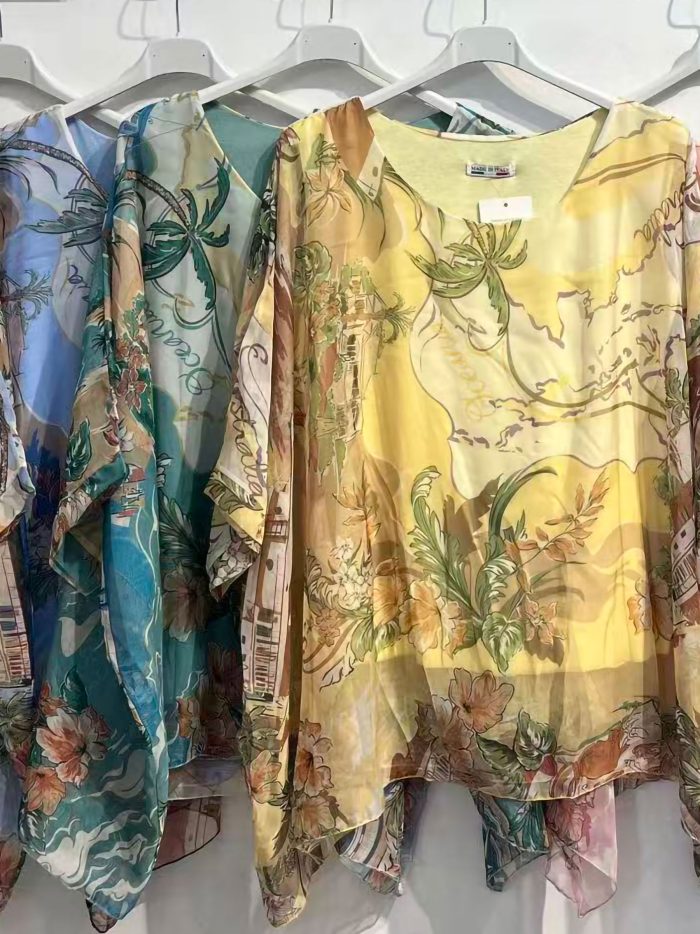 Blusa poncho gasa estampada