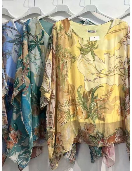 Blusa poncho gasa estampada