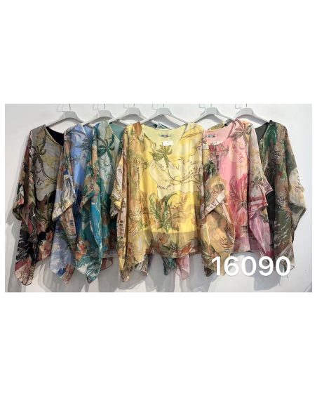 Blusa poncho gasa estampada