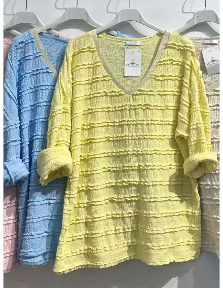 Rüschenbluse mit V-Ausschnitt