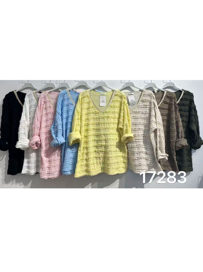 Rüschenbluse mit V-Ausschnitt