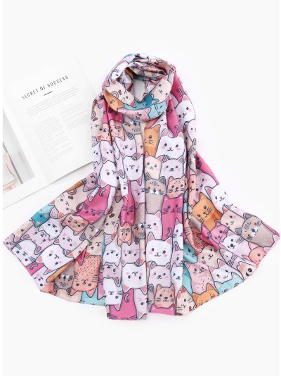 Fular estampado gatos efecto seda