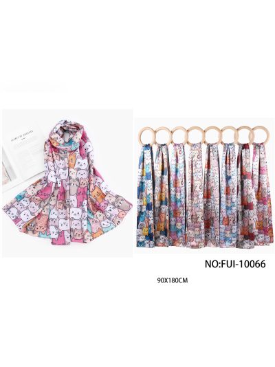 Fular estampado gatos efecto seda 2