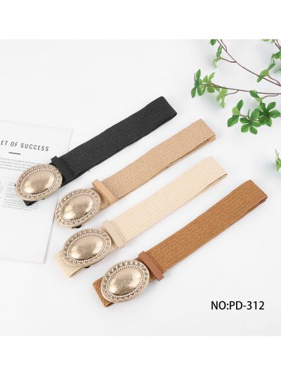 Cinturón efecto rafia hebilla ovalada grabada 2