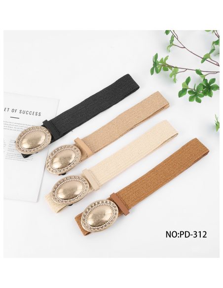 Cinturón efecto rafia hebilla ovalada grabada