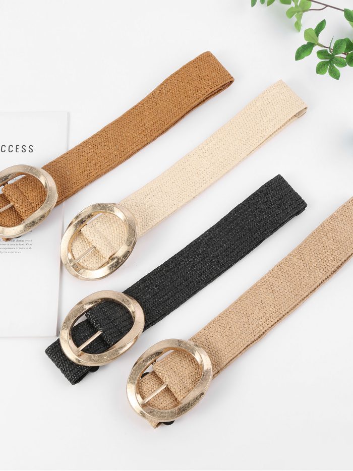 Cinturón efecto rafia hebilla ovalada