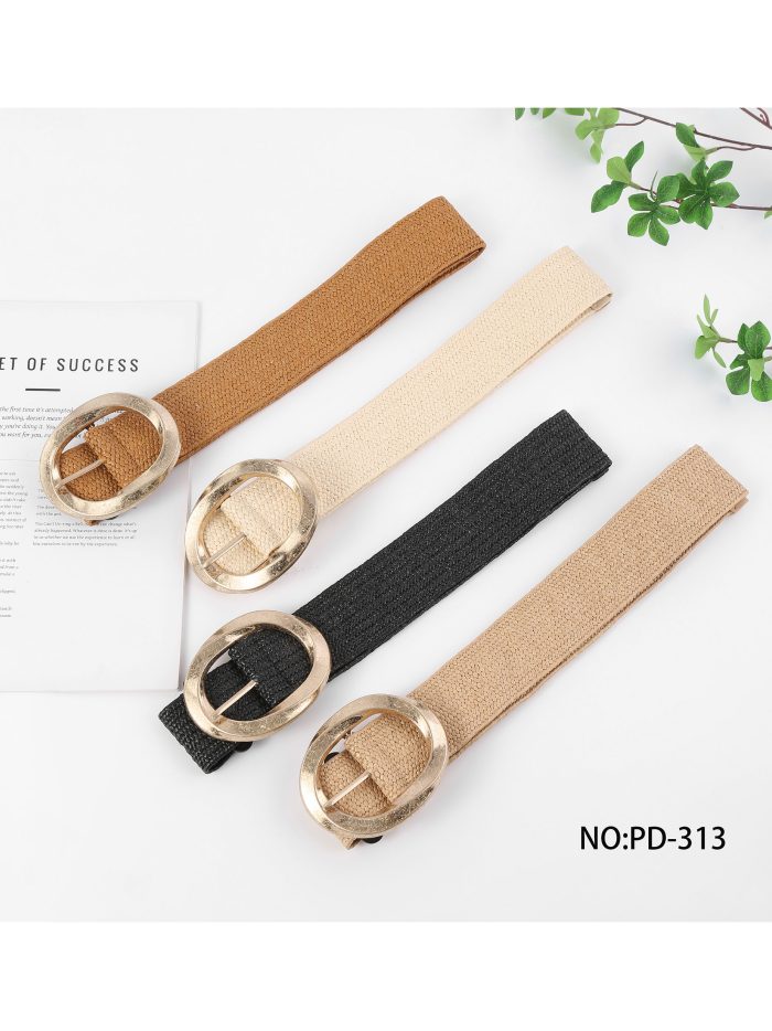 Cinturón efecto rafia hebilla ovalada