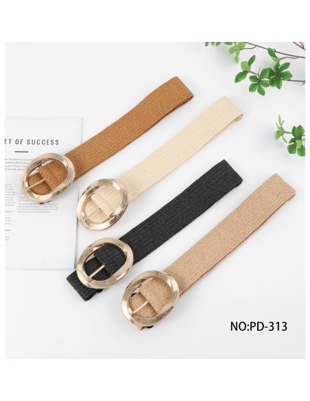 Cinturón efecto rafia hebilla ovalada