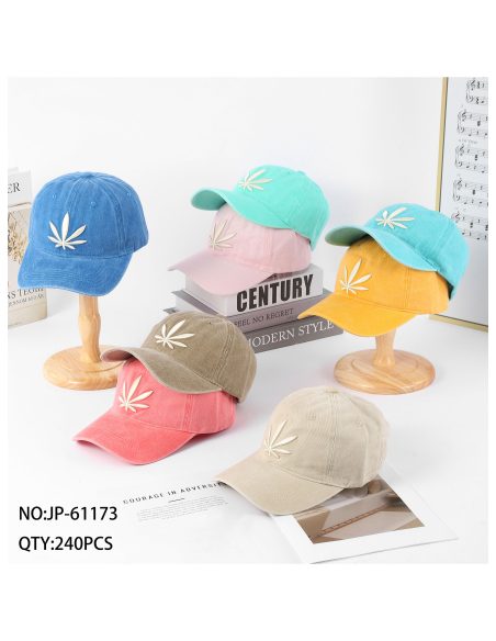 Boné vintage lavado com folha bordada