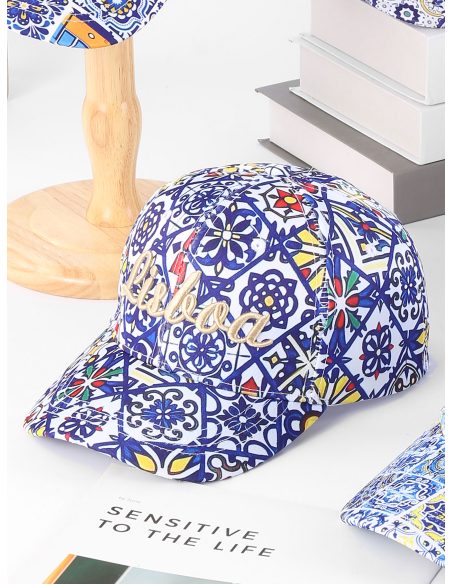 Boné Lisboa bordado com estampa de mosaico