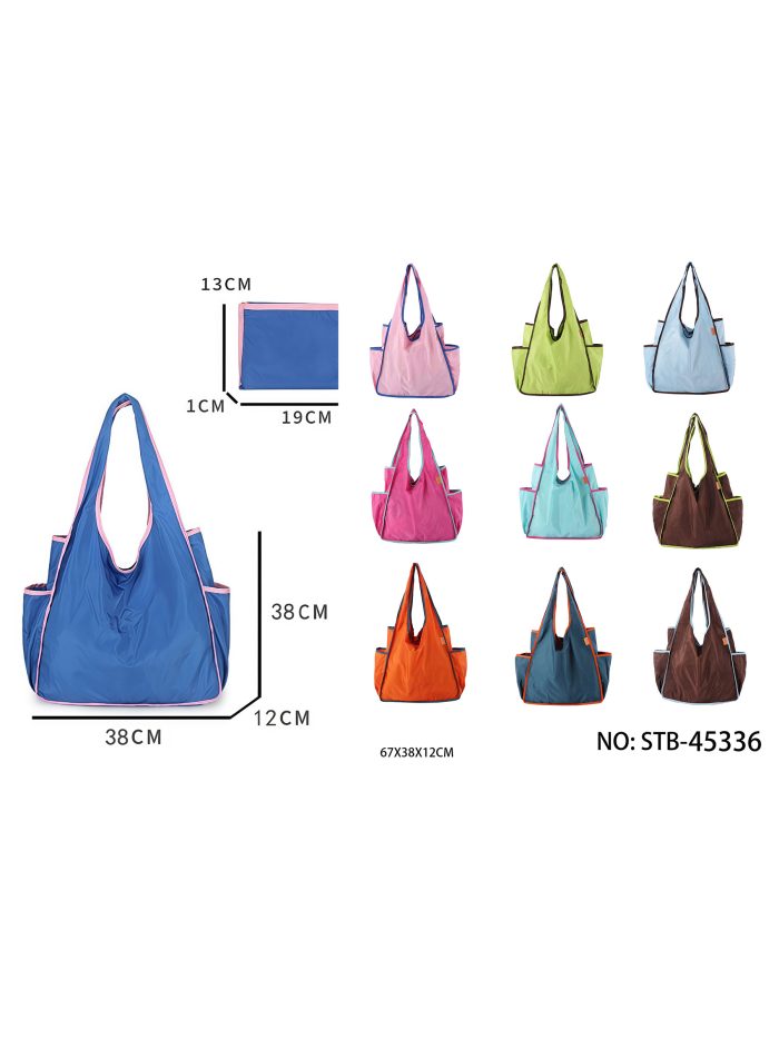 Bolsa shopper plegable con bolsillos laterales