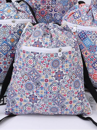 Mochila saco estampado azulejos mediterráneos