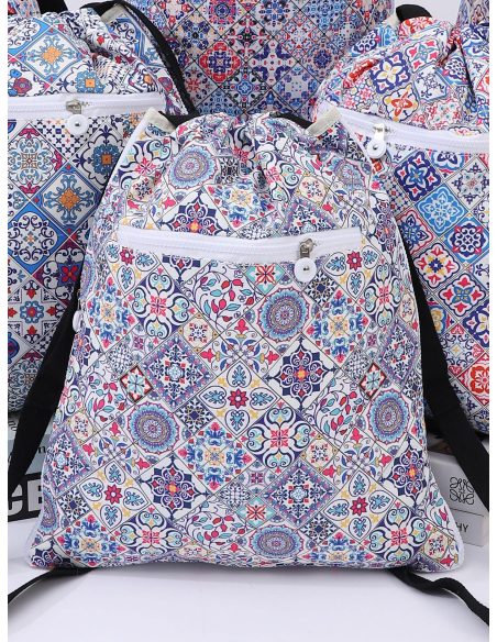Mochila saco estampado azulejos mediterráneos
