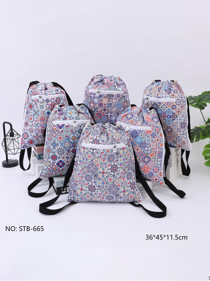 Mochila saco estampado azulejos mediterráneos