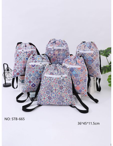 Mochila saco estampado azulejos mediterráneos