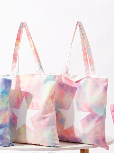 Bolsa tote canvas tie dye con estrella