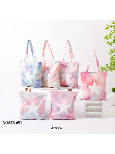 Bolsa tote canvas tie dye con estrella 2