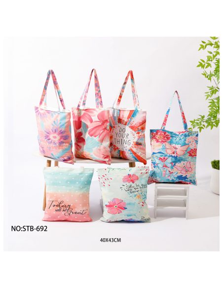 Bolsa tote canvas estampado floral con mensaje