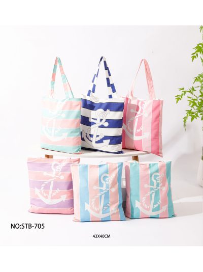 Bolsa tote canvas marinera de rayas y ancla 2