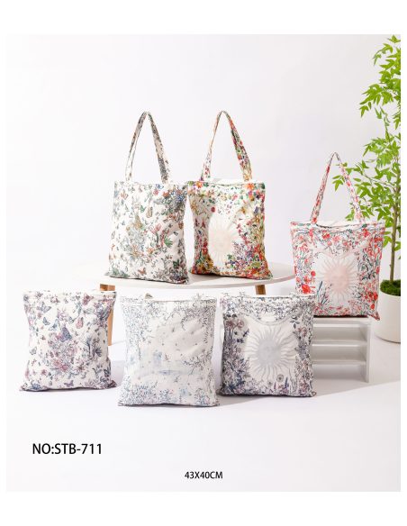 Bolsa tote canvas estampado botánico vintage