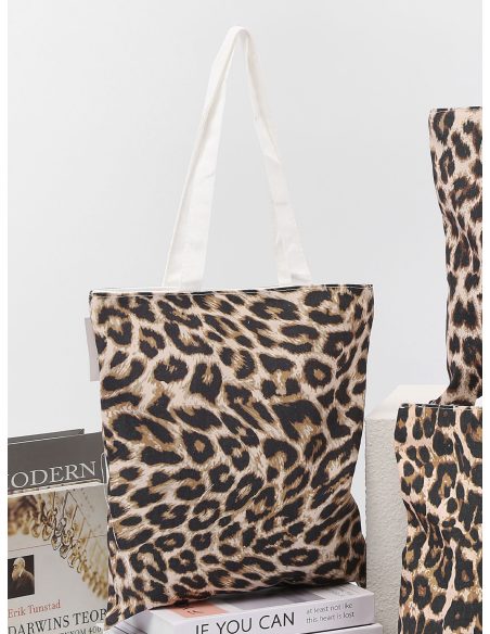 Tragetasche aus Canvas mit Leopardenmuster