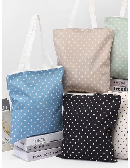 Bolsa de lona com estampa de bolinhas em tons pastel