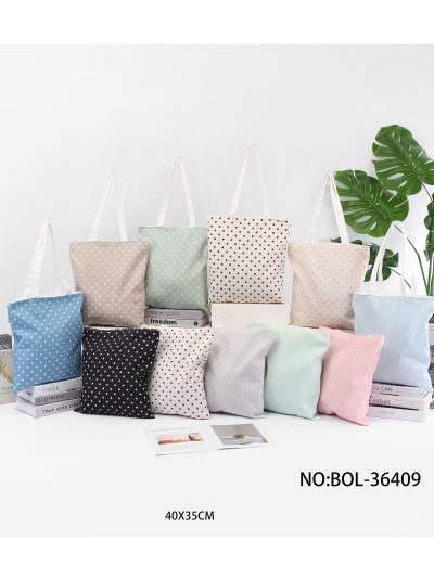 Bolsa tote canvas lunares pastel 2