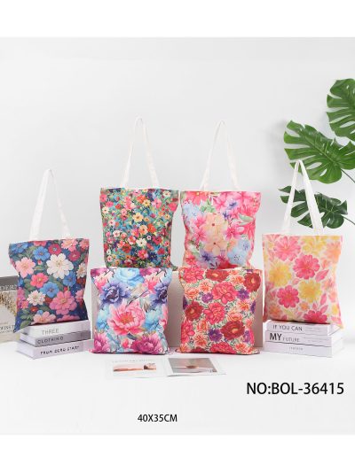 Bolsa tote canvas estampado flores 2