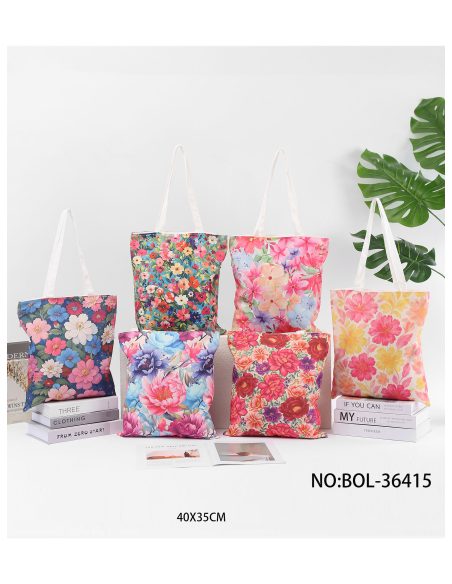 Bolsa tote canvas estampado flores