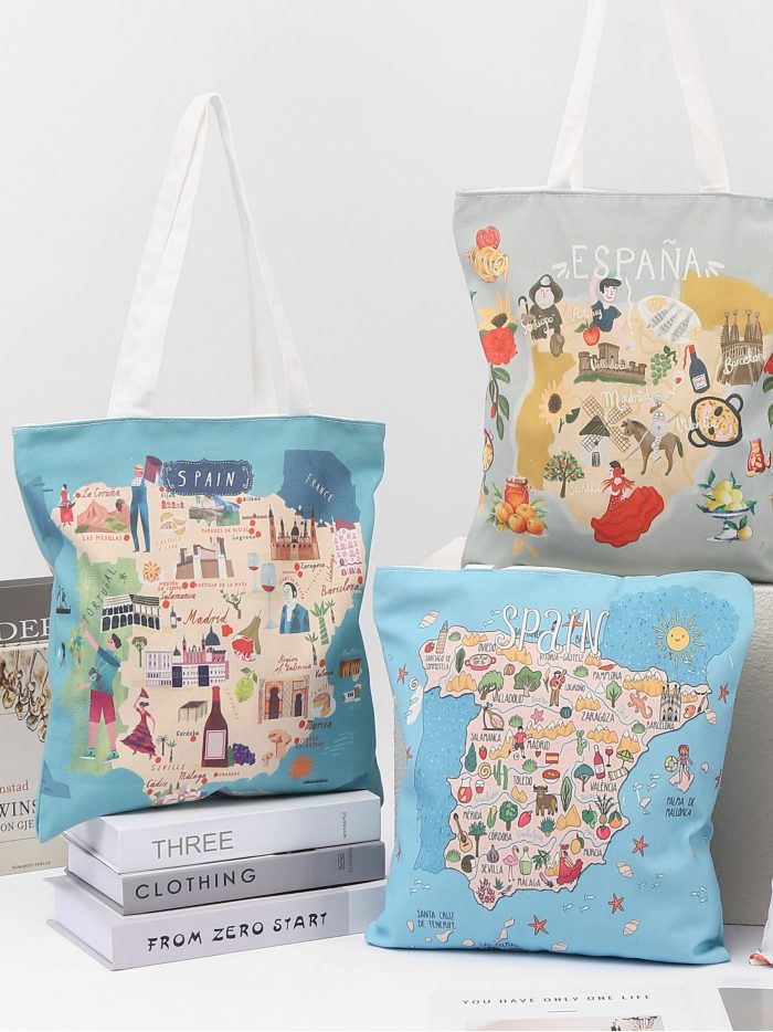 Tragetasche aus Canvas mit Spanien-Print