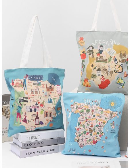Tragetasche aus Canvas mit Spanien-Print