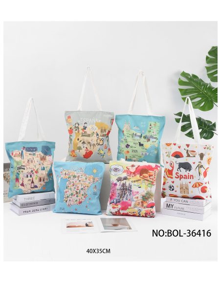 Tragetasche aus Canvas mit Spanien-Print