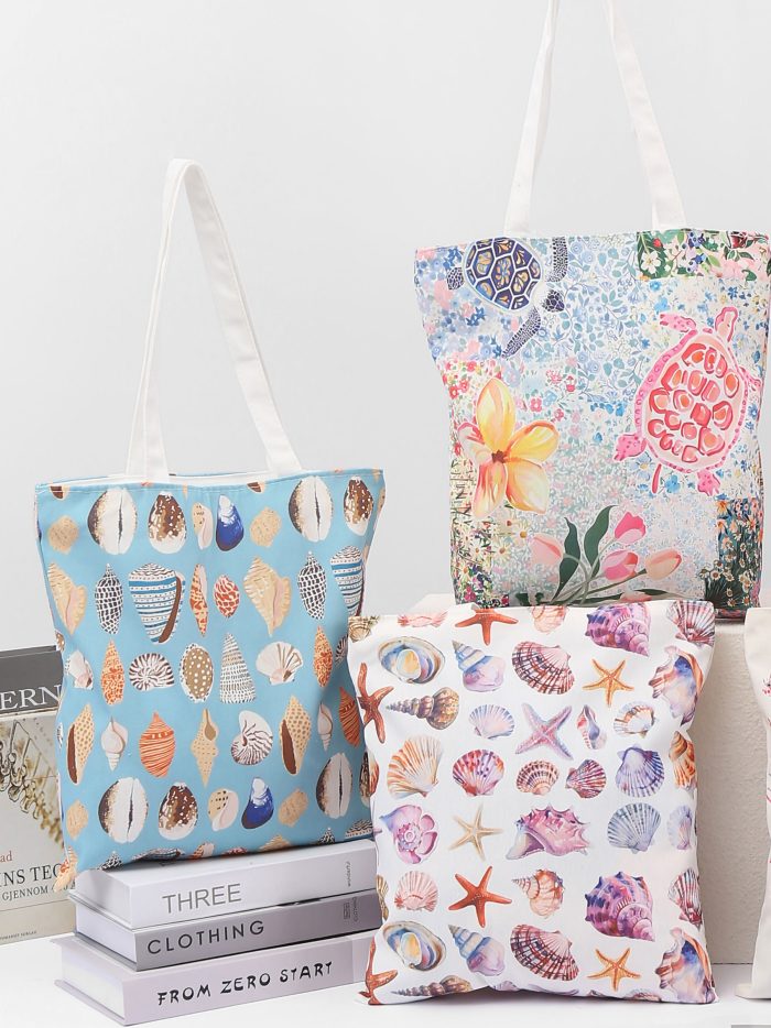 Bolsa tote canvas coral y estrellas de mar