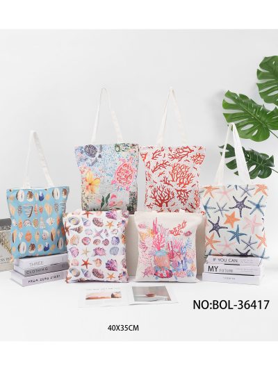 Bolsa tote canvas coral y estrellas de mar 2