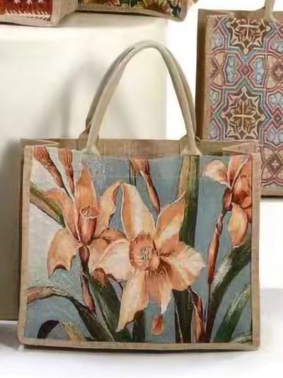 Bolso de playa yute estampado étnico