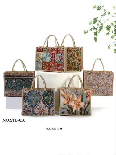 Bolso de playa yute estampado étnico 2