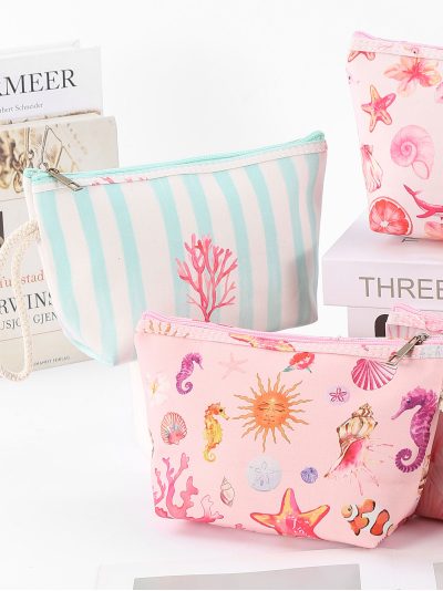 Neceser canvas océano pastel con estampado marino