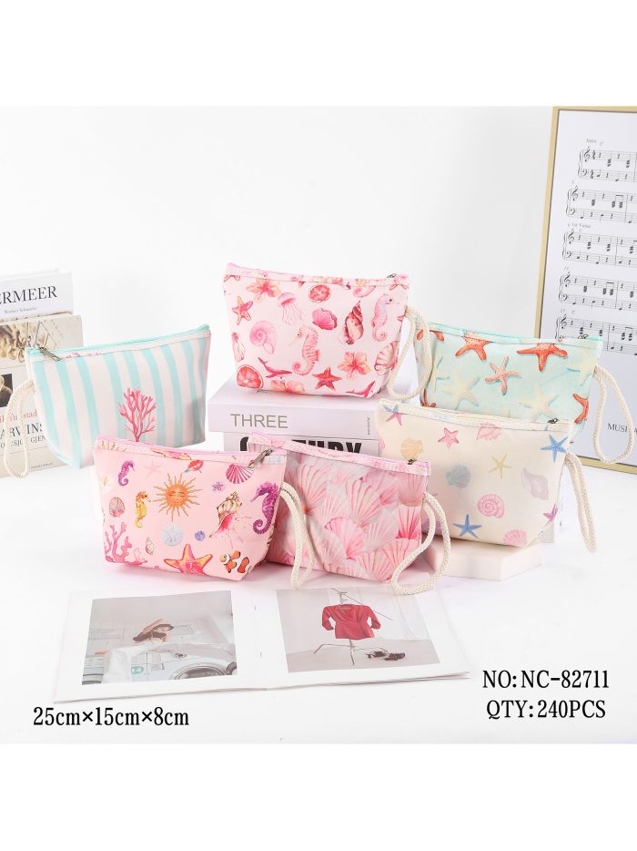 Neceser canvas océano pastel con estampado marino