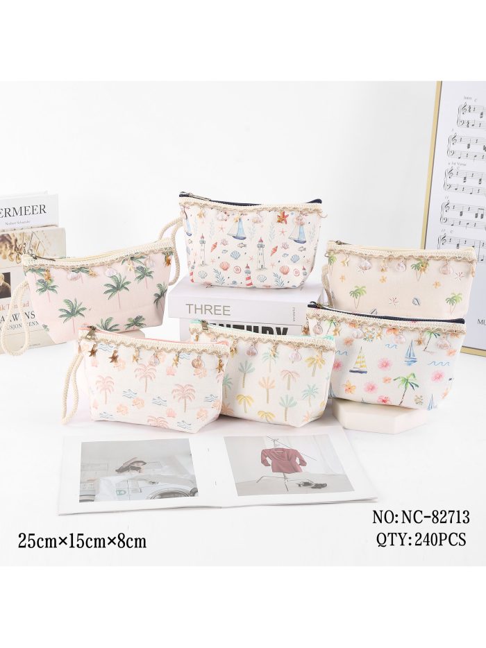 Neceser canvas costa chic con puntillas y palmeras