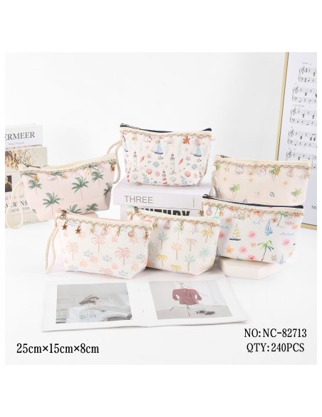 Neceser canvas costa chic con puntillas y palmeras