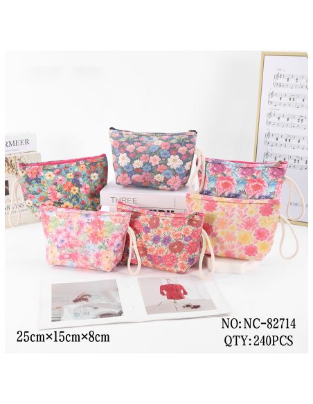 nécessaire de lona floral multicolorida com estampa de primavera