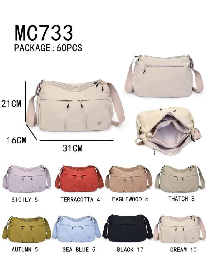 Bolso bandolera nylon con múltiples bolsillos