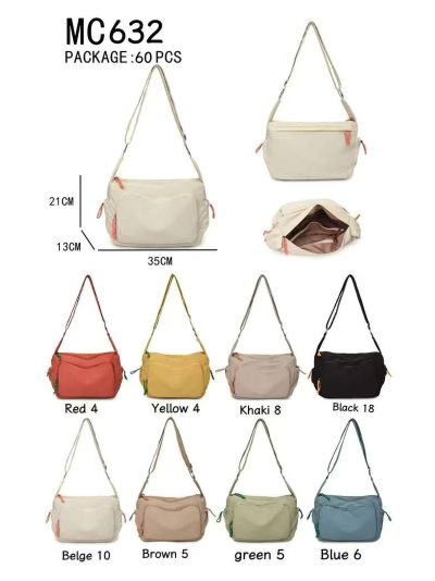 Bolso de hombro nylon con compartimentos laterales 2