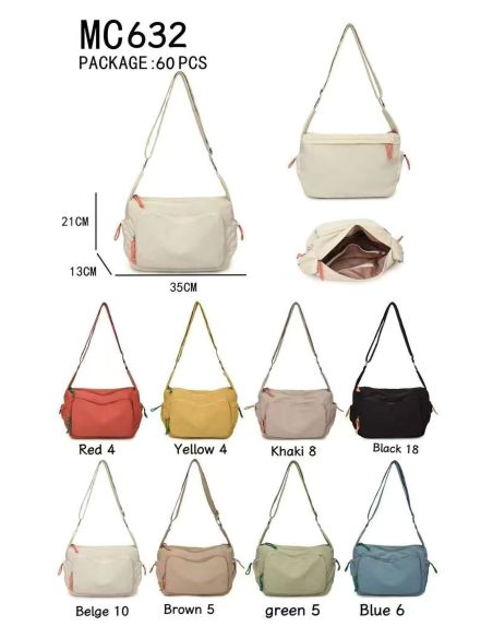 Bolso de hombro nylon con compartimentos laterales