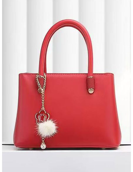 Mini bolso tote con colgante pompón